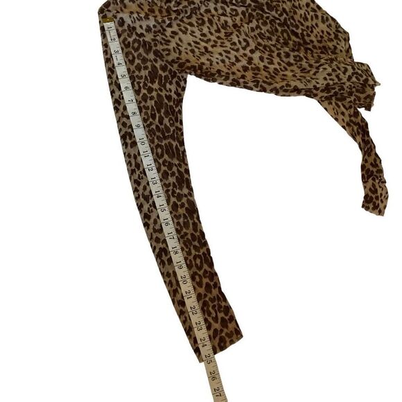 Willow + Root Blouse Sheer Animal Print Tan Brown Raw Edge Hem Cuff Junior Large - Picture 6 of 10